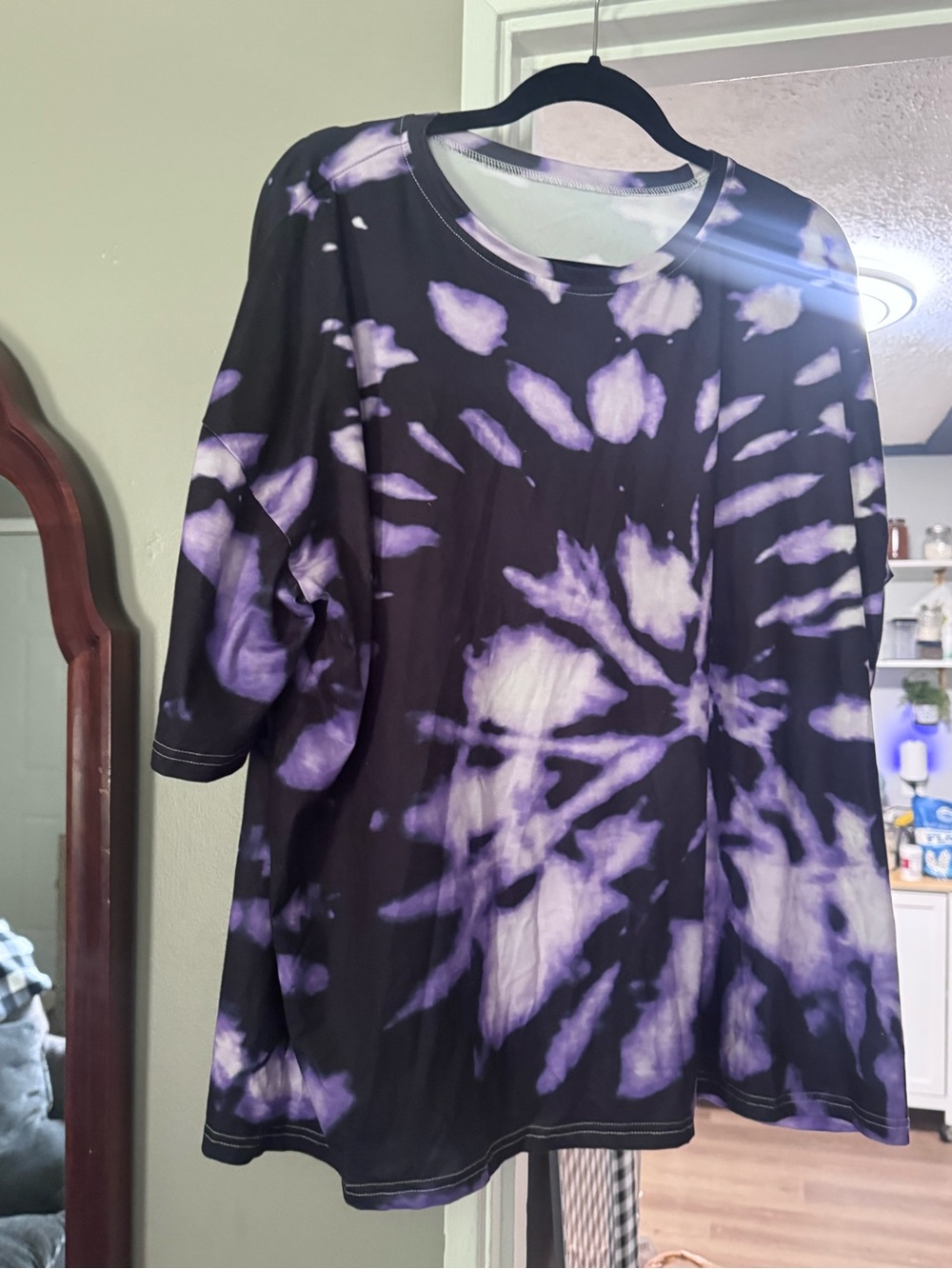 Tie-Dye Black and Purple Women’s Crewneck Top